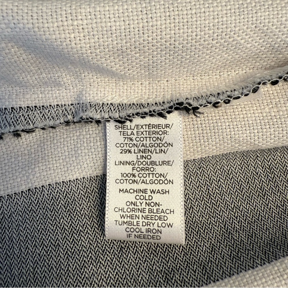 LOFT Black White Striped Fit & Flare Cotton Linen Dress 6 - Picture 9 of 9